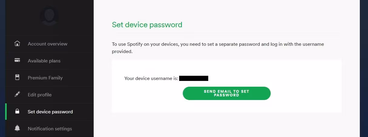 Festlegung eines Passworts in den Spotify Einstellungen.