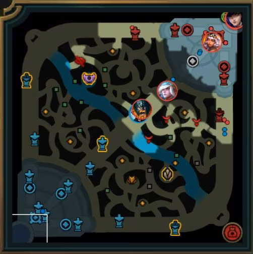 Ziel-Kopfgelder auf der Minikarte in League of Legends.
