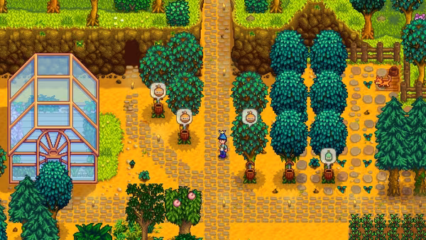 Ahornbäume und Eichen mit Zapfhahn in Stardew Valley
