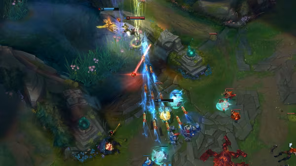 Heimerdinger feuert seine Ultimate auf die Gegner in League of Legends.