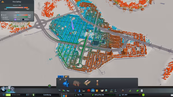 Feuersicherheit einer Stadt in Cities Skylines