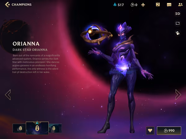 Dark Star Orianna in League of Legends Wild Rift