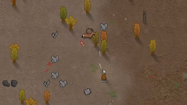 Jäger in RimWorld schießt auf einen Steinbock.