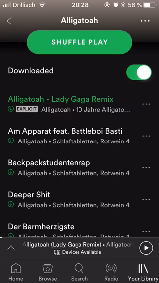 Screenshot der Spotify App